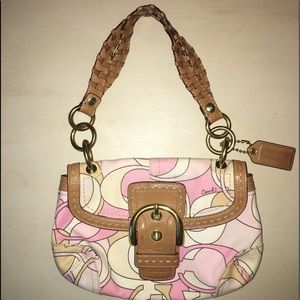 Coach small tan pink braided strap
